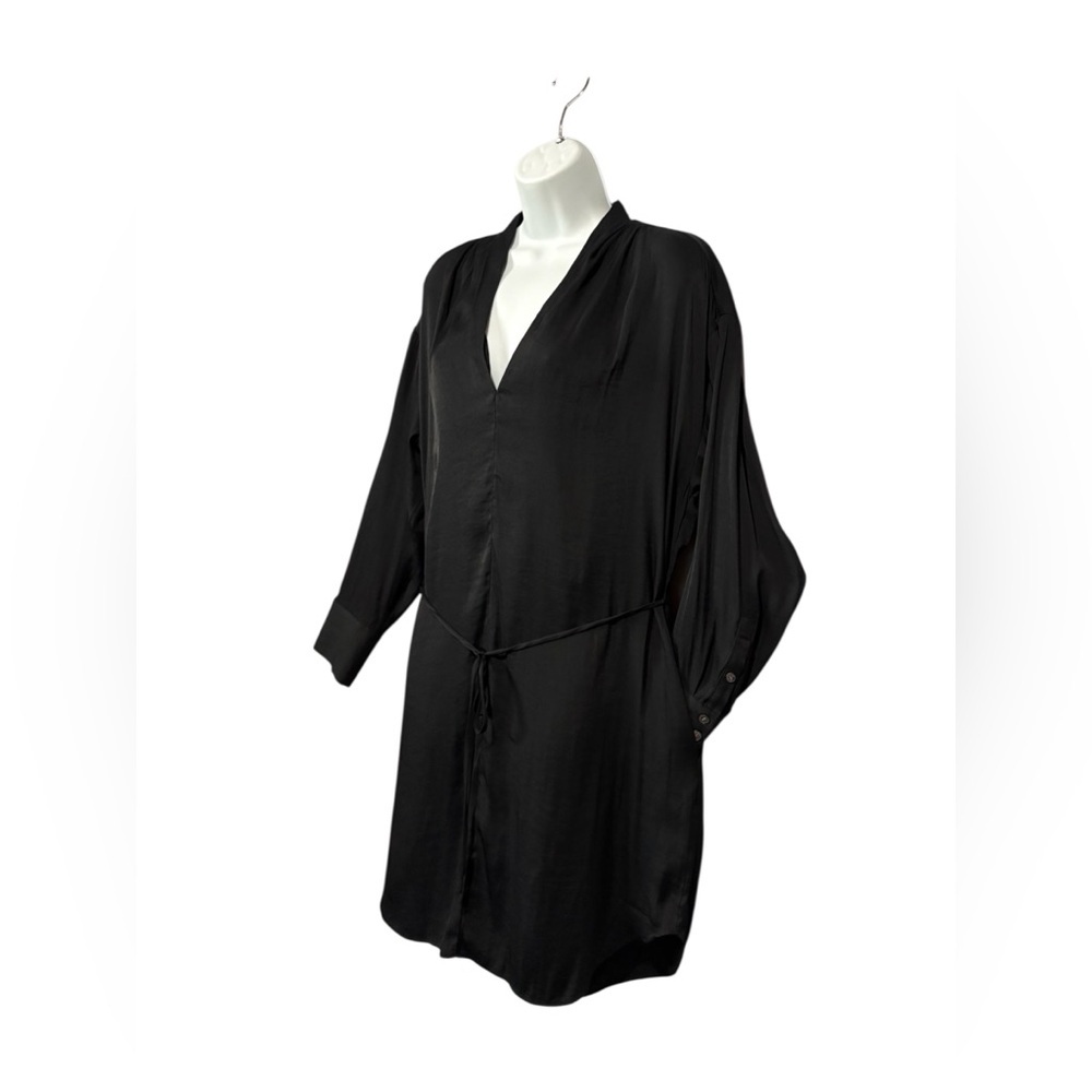 Banana Republic, Satin Black Mini Tunic Dress, Pockets, Size Petite Large - Picture 5 of 9
